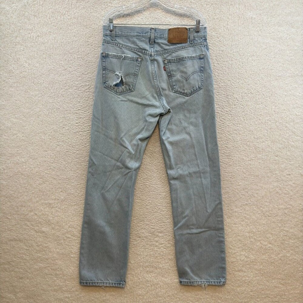 Vintage Levi's 505 Jeans 34x32 Mens Light Wash Straight Leg Distressed Thrashed